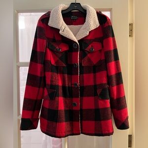 Red and Black Plaid Torn by Ronny Kobo Coat